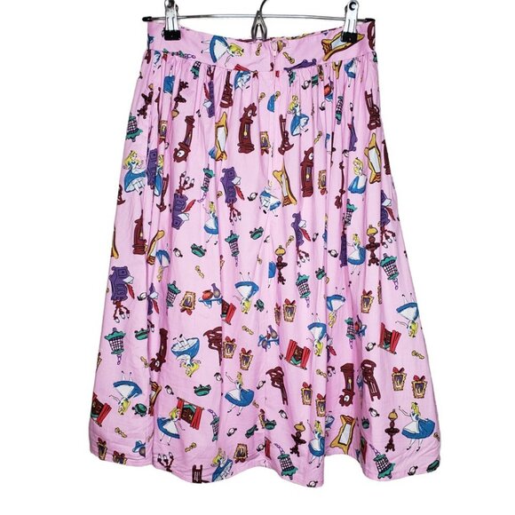 Disney Dresses & Skirts - Disney Women's Alice in Wonderland Printed Midi Skirt Sz S, Pink (1242)